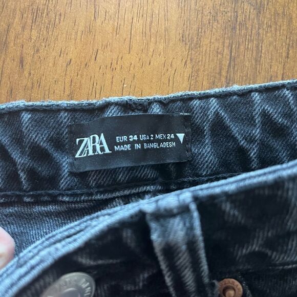 Zara Charcoal Black Wash High Rise Denim Mom Jeans Size 2 - Picture 3 of 8